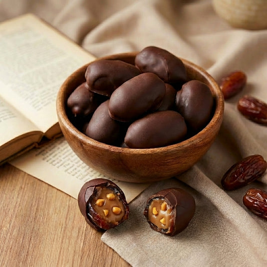 Chocolate Coated Dates with Butterscotch Stuffing